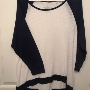 American Eagle Navy and White baseball T 💙